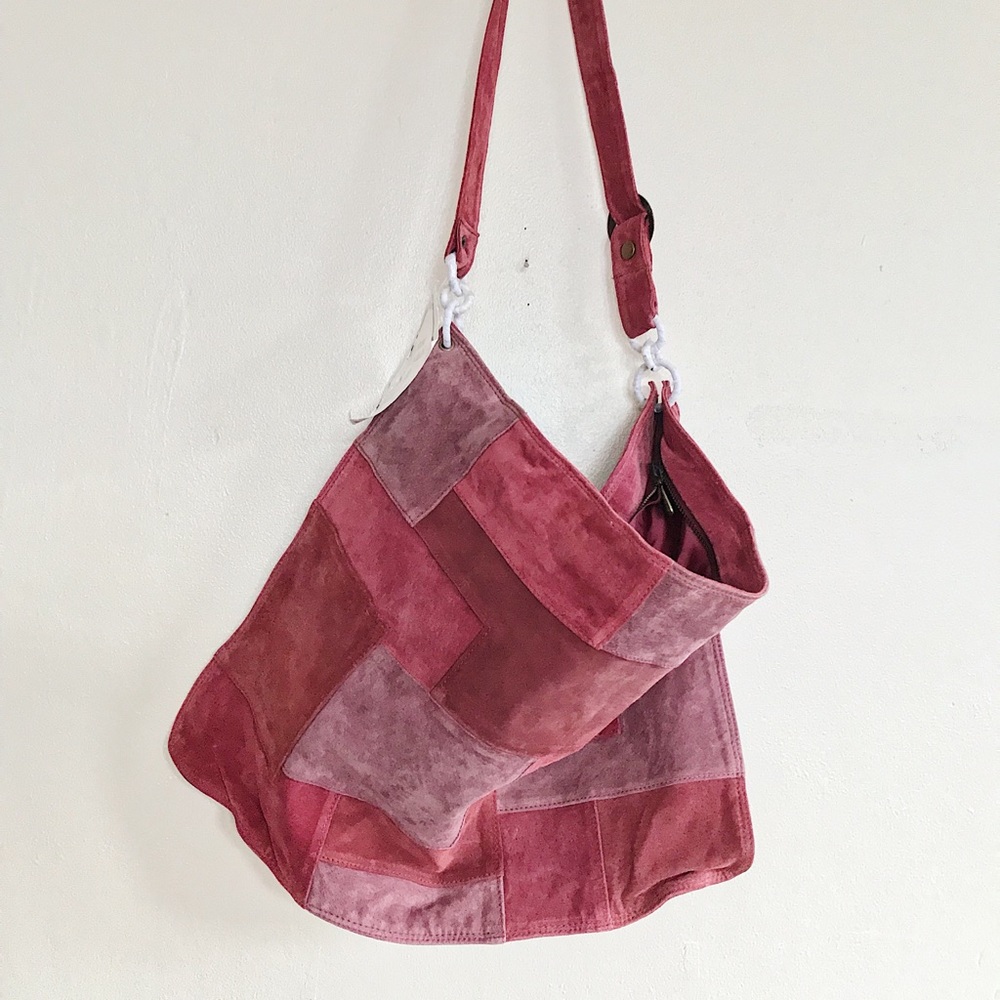 Patchwork Suede Leather Shoulder Bag